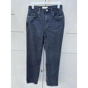 We The Free Washed Black Pacifica Straight Leg High Rise Distressed Jeans Sz 26